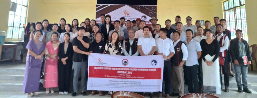 DCPU Tseminyu, in collaboration with District Administration, conducted an awareness programme on the POCSO Act, 2012, at Phenwhenyu Village Council Hall.